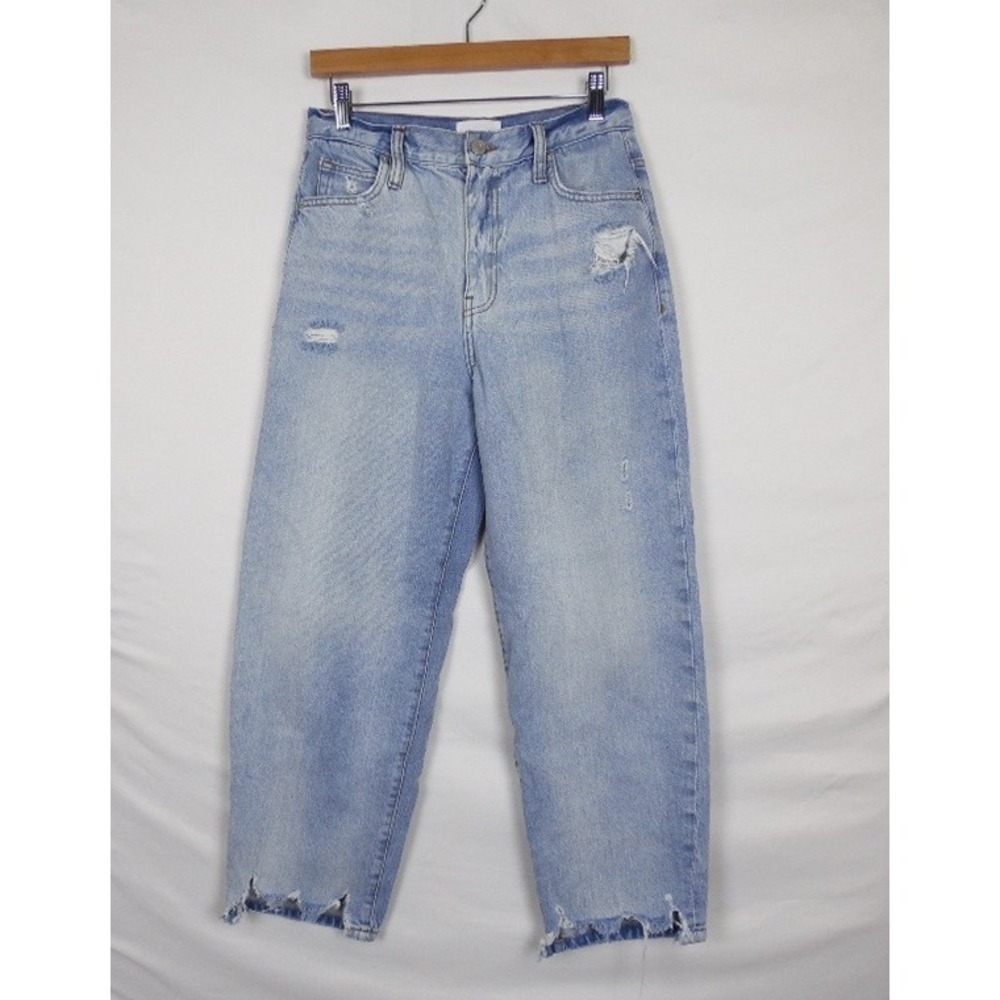 FRAME Le High Straight Leg Ripped Distressed Light Wash Denim Jeans Size 28
